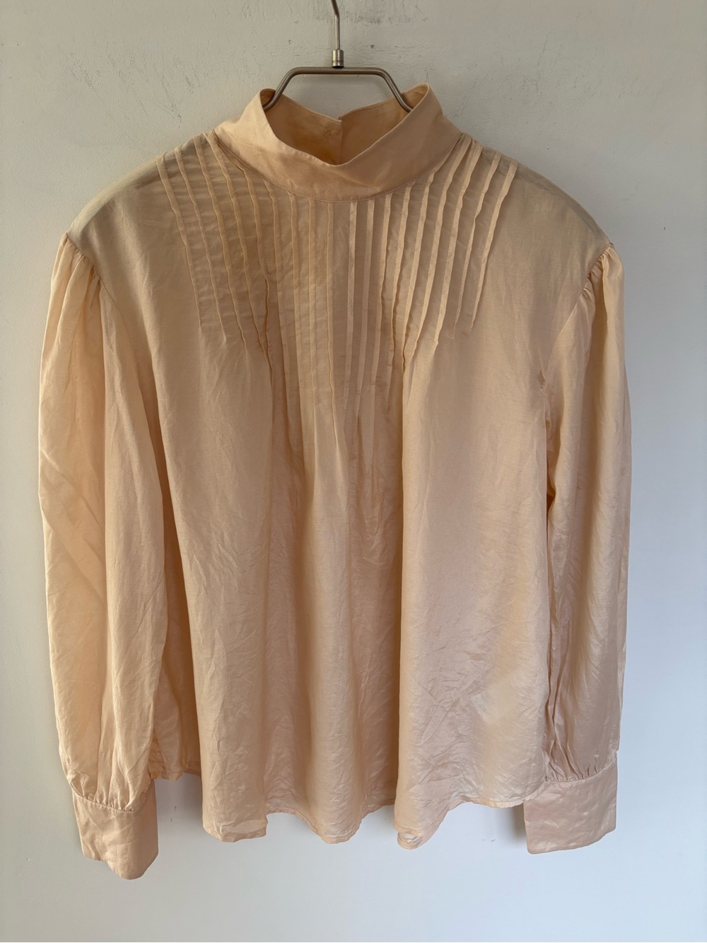 & Other Stories Paris Atelier Pintuck High-Neck Silk blend Blouse